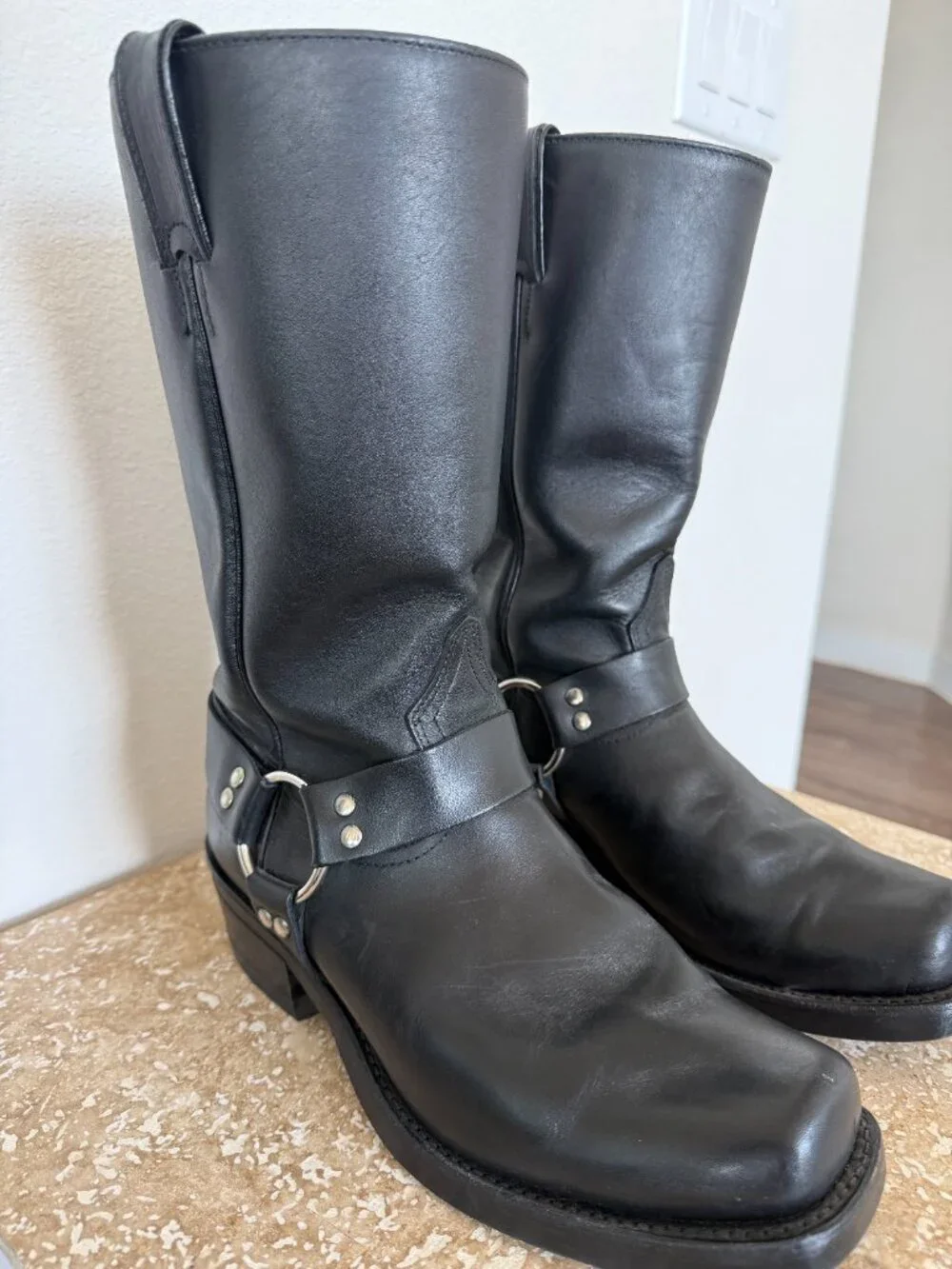 Boulet Black Leather Engineer Boots Made in Canada Men's 8 Motorcycle Biker